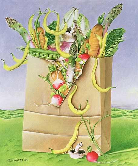 Paper Bag with Vegetables, 1992 (acrylic)  van E.B.  Watts
