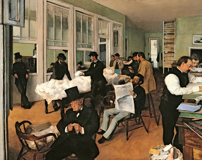 Büro der Baumwollhändler in New Orleans van Edgar Degas