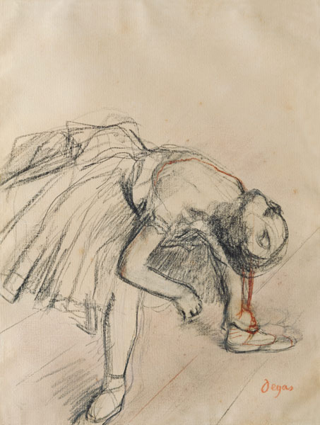 Dancer Fixing her Slipper van Edgar Degas