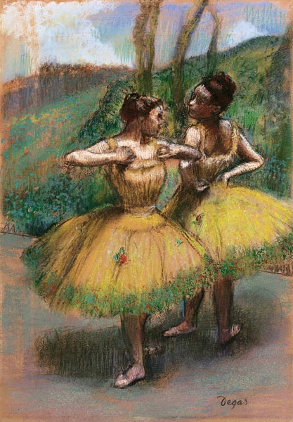 Danseuses jupes jaunes (Deux danseuses en jaune) van Edgar Degas