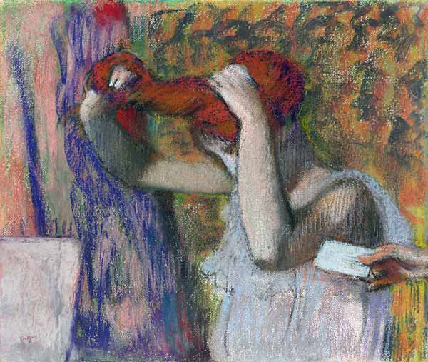 Frau beim Frisieren, der Brief van Edgar Degas