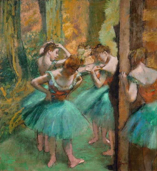Tänzerinnen in Rosa und Grün van Edgar Degas