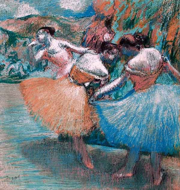 Three dancers van Edgar Degas