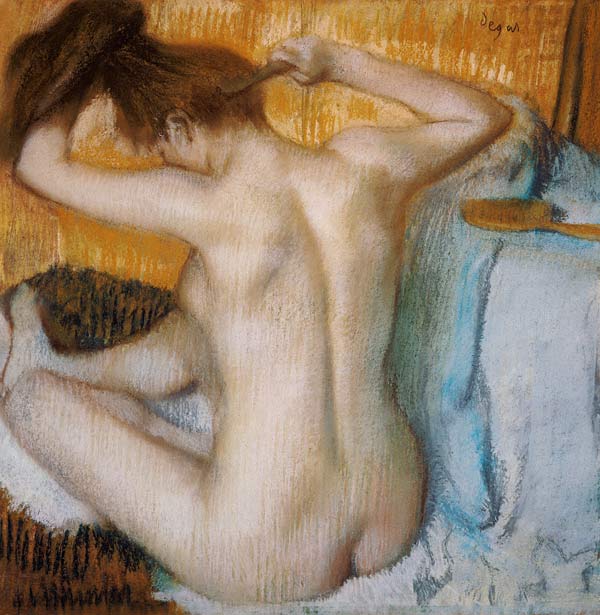 Vrouw bij haar toilet van Edgar Degas