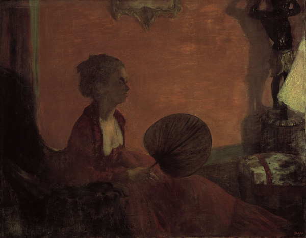 Madame Camus in red van Edgar Degas