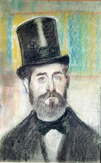 Man in an Opera Hat van Edgar Degas