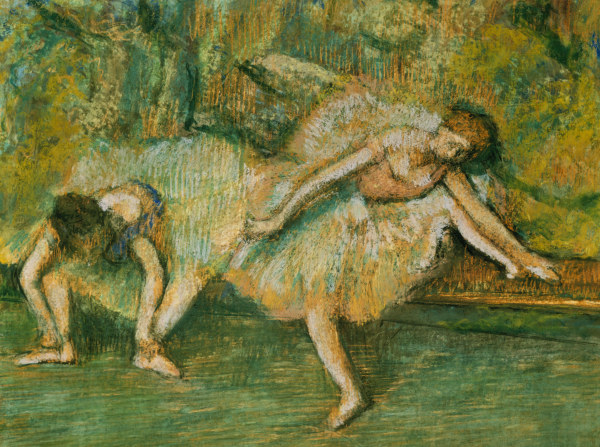 Dancers on a Bench van Edgar Degas