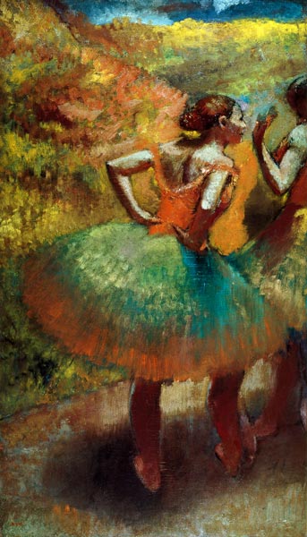 Dancers Wearing Green Skirts van Edgar Degas