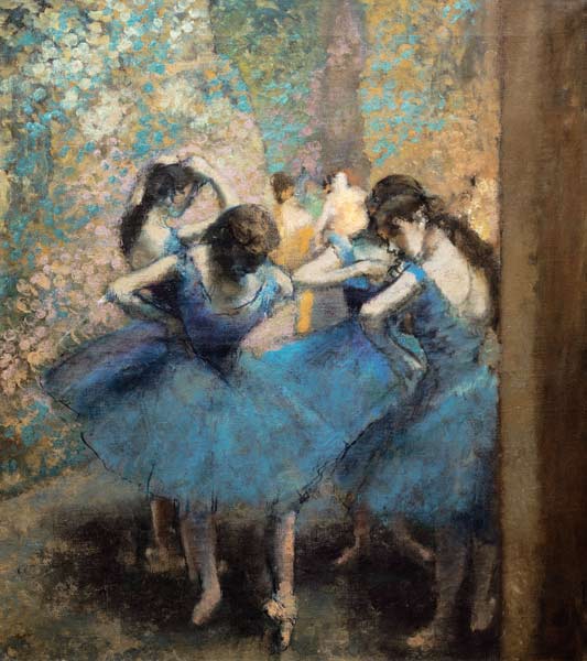 Balletdanseressen in blauw  - Edgar Degas  van Edgar Degas