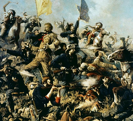 Battle of Little Bighorn, 25th June 1876 (centre detail) van Edgar Samuel Paxson