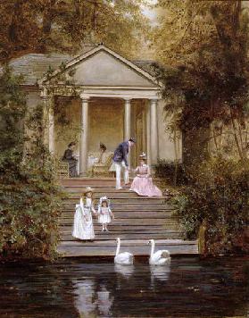 Feeding the Swans, 1889 (oil on canvas)