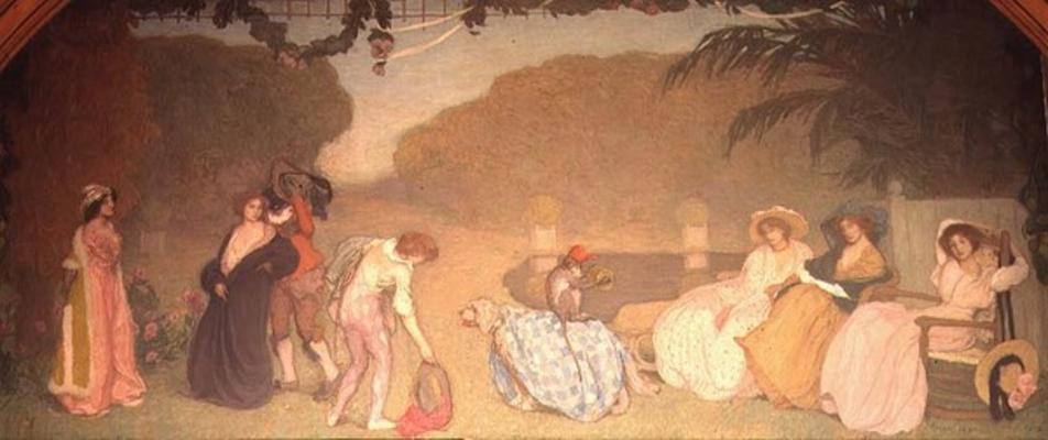 Young Girls Watching an Open Air Theatre, 1909 (oil on canvas) van Edmond-Francois Aman-Jean