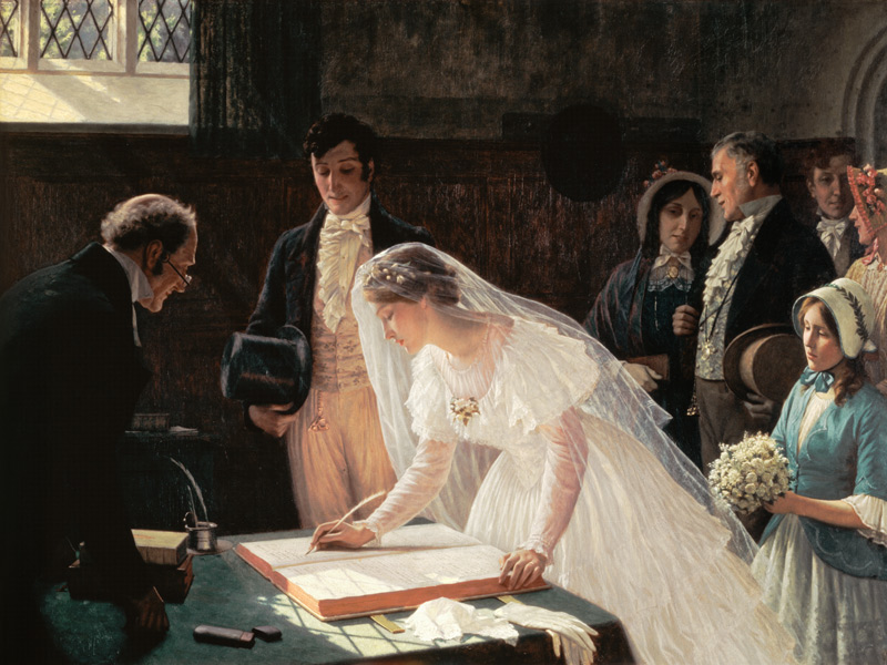 Signing the Register van Edmund Blair Leighton