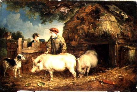 Feeding the Pigs van Edmund Bristow