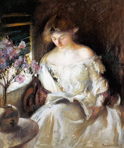 Lesende junge Frau. van Edmund Charles Tarbell