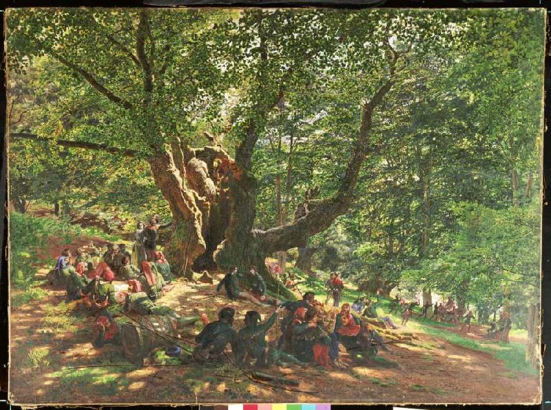 Robin Hood und seine Gefolgsleute im Sherwood Forest van Edmund George Warren