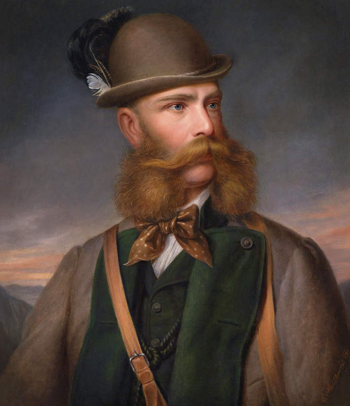 Portrait of Franz Joseph I of Austria in Hunting Dress van Edmund Mahlknecht