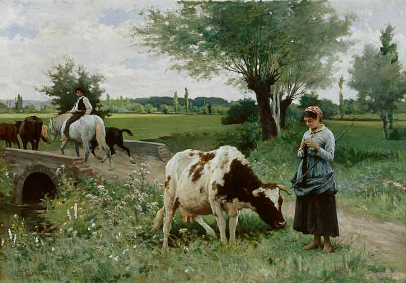 La vache bien gardee (Die gut gehuetete Kuh) van Edouard Debat-Ponsan