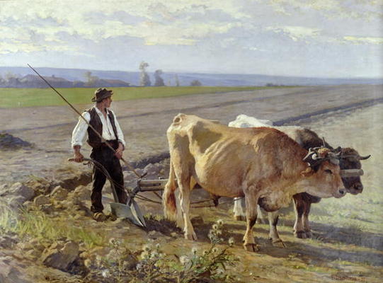 The Furrow, 1897 (oil on canvas) van Edouard Debat-Ponsan