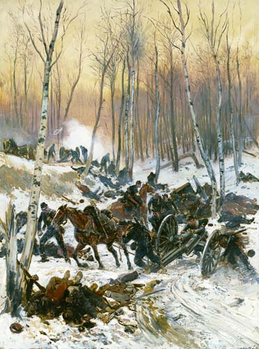 Artillery Combat in a Wood during the Siege of Paris van Edouard Detaille