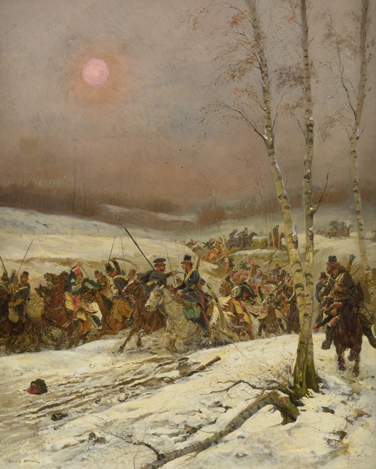 Cossacks Attacking a squadron of the Guards of Honour van Edouard Detaille