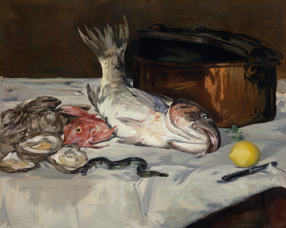 Fisch (Stillleben) van Edouard Manet