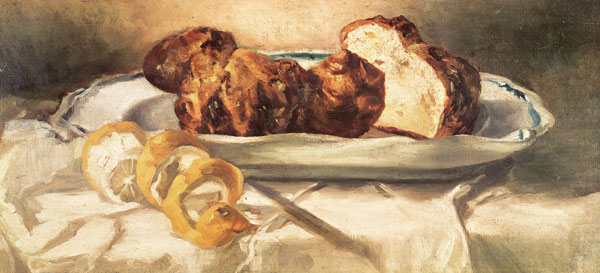 Still life with brioches and lemon van Edouard Manet