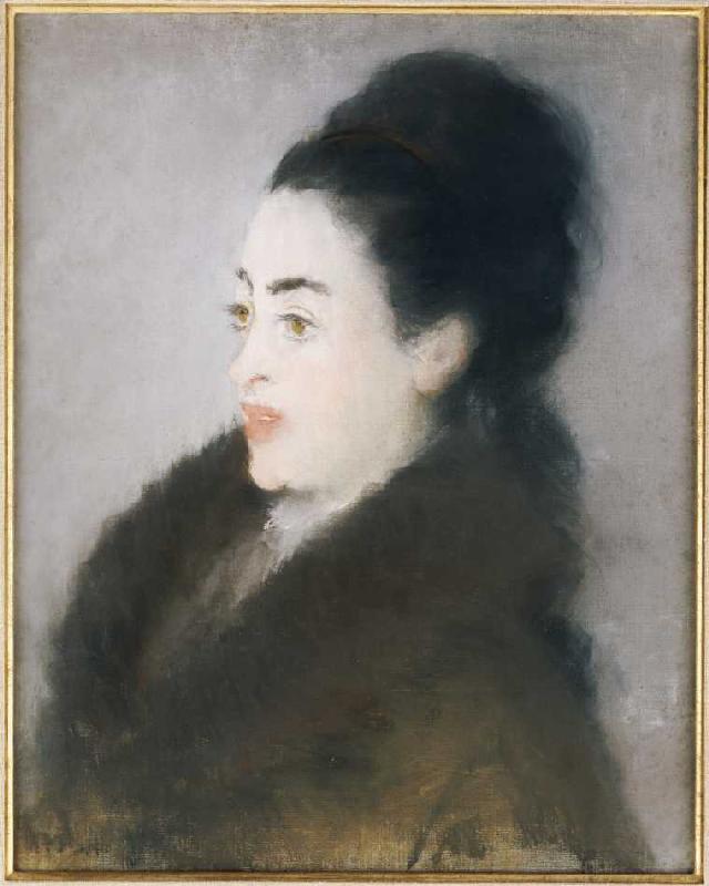 Dame in einem Pelzmantel van Edouard Manet