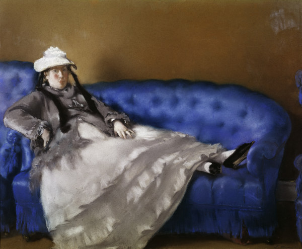 E.Manet, Madame Manet auf blauem Sofa van Edouard Manet