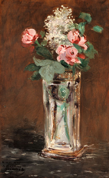 Flowers in a crystal vase van Edouard Manet