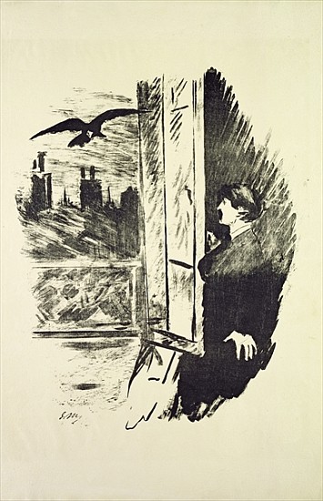 Illustration for ''The Raven'', Edgar Allen Poe van Edouard Manet