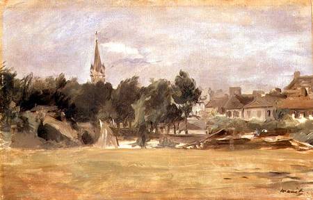 Landscape with a Village Church van Edouard Manet