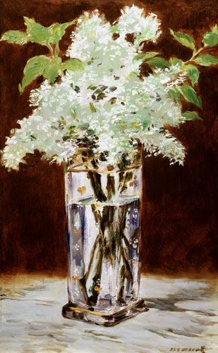 White Lilac in a Crystal Vase van Edouard Manet