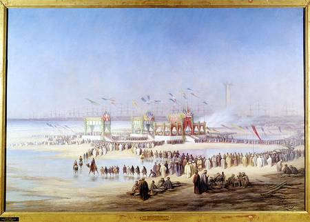 The Inauguration of the Suez Canal by the Empress Eugenie (1826-1920) 17th November 1869 van Edouard Riou