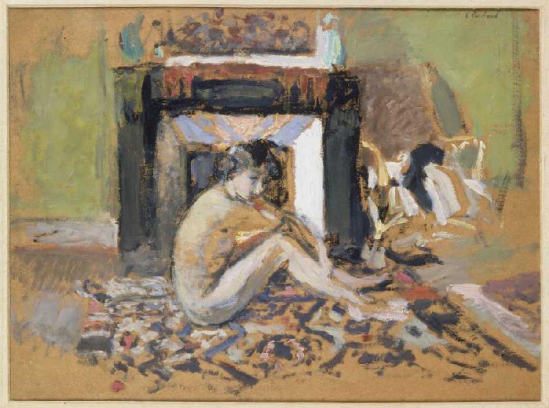 Frauenakt vor Kamin van Edouard Vuillard