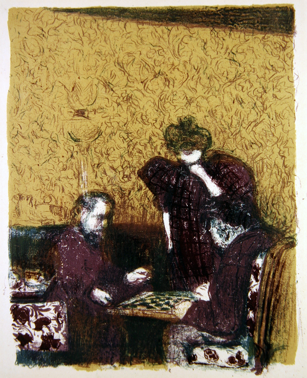 La partie de dames, from ''Paysages et Interieurs, published 1899 (colour litho)  van Edouard Vuillard
