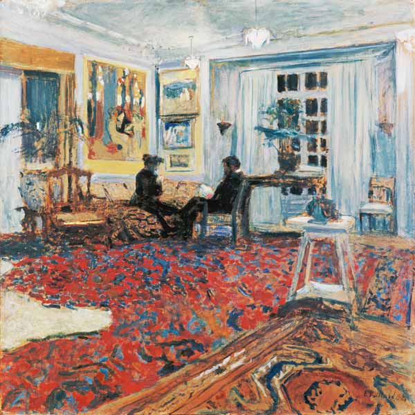 Plauderei im Salon (Monsieur und Madame Arthur Fontaine) van Edouard Vuillard