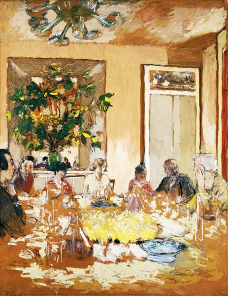 The Dining Room at Chateau de Clayes, 1938 (distemper and charcoal on paper)  van Edouard Vuillard
