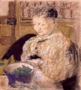 Madame Vuillard Podding Peas, 1905 (pastel on paper) 