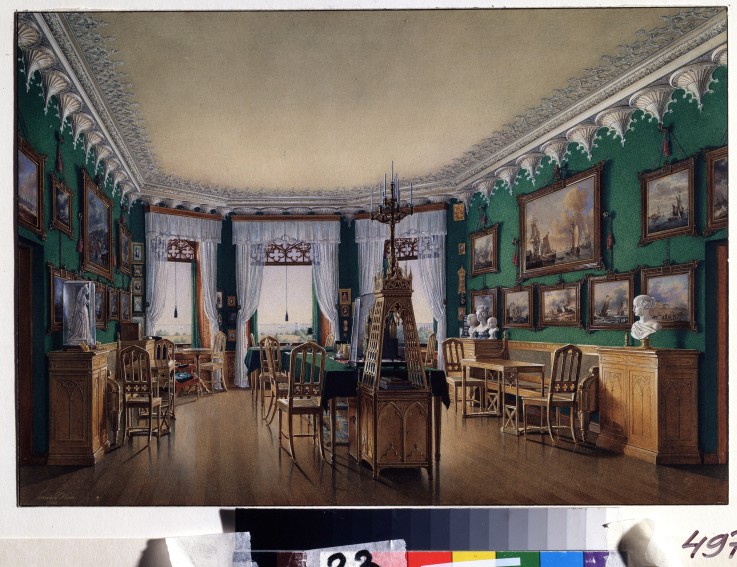 The Study room of Emperor Nicholas I in the Cottage Palace in Peterhof van Eduard Hau