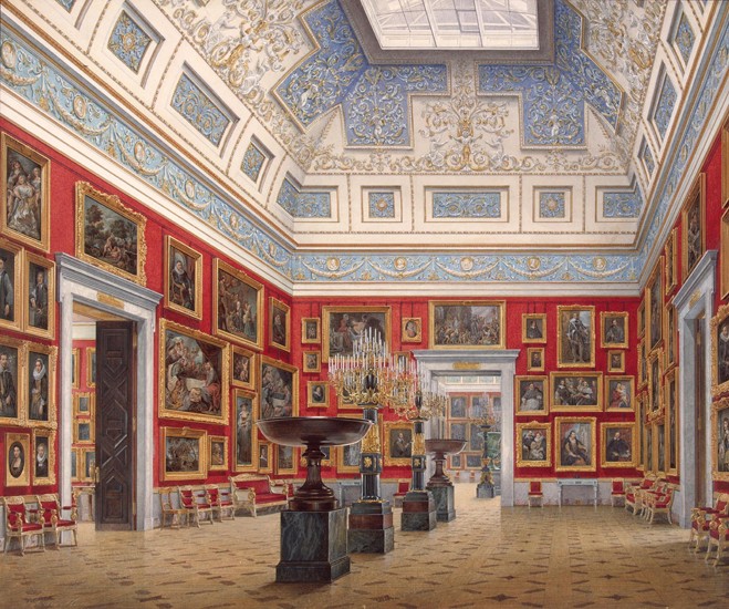Interiors of the New Hermitage. The Room of Flemish painting van Eduard Hau
