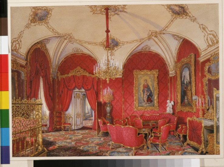 Interiors of the Winter Palace. The Fourth Reserved Apartment. The Corner Room van Eduard Hau