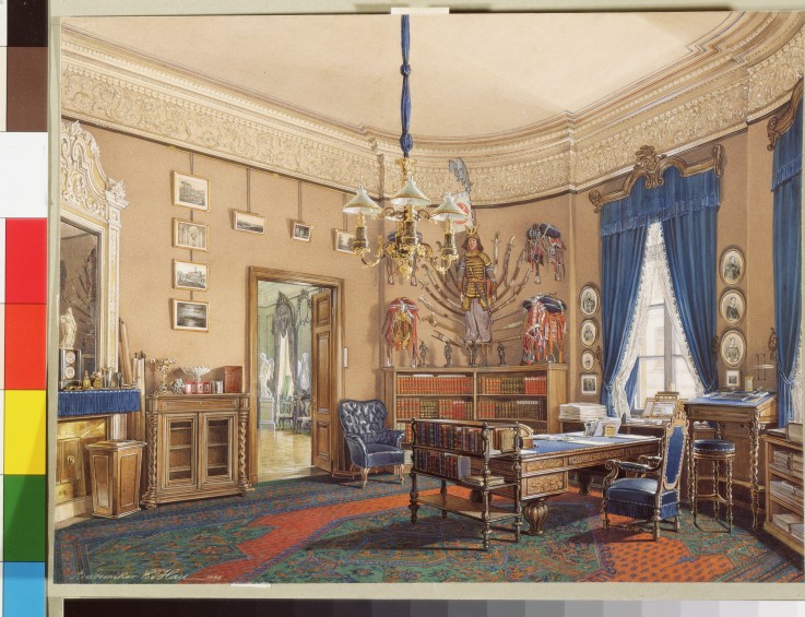 Interiors of the Winter Palace. The Study of Crown Prince Nikolay Aleksandrovich van Eduard Hau