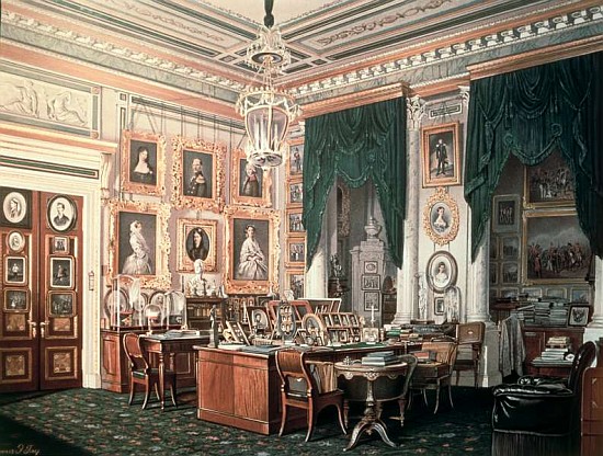 The Study of Alexander III (1845-94) at Gatchina Palace, c.1881 van Eduard Hau