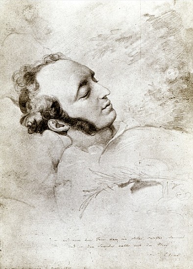 Felix Mendelssohn (1809-47) on his deathbed, c.1847 van Eduard Julius Friedrich Bendemann