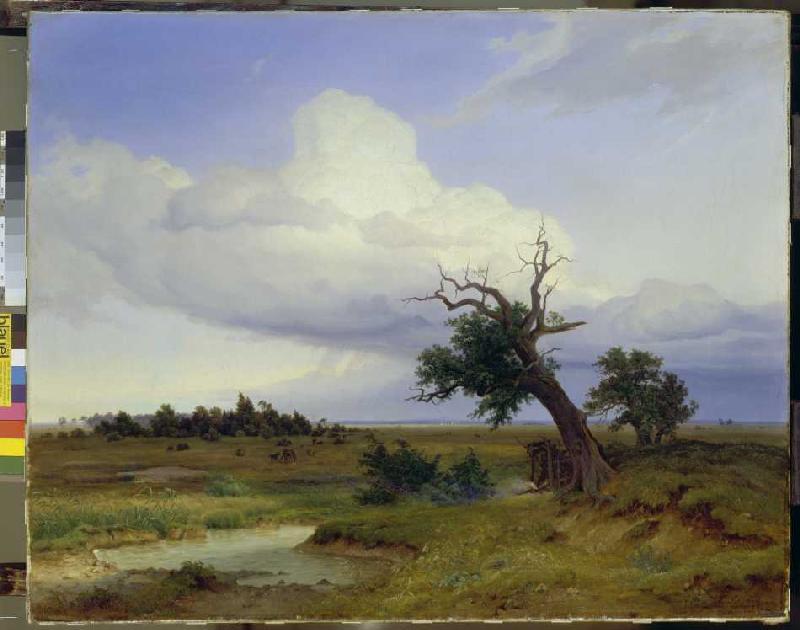 Landschaft mit absterbender Eiche van Eduard Schleich d.Ä.