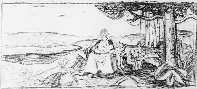 Alma Mater, pencil drawing van Edvard Munch