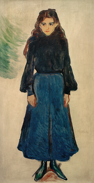 Das traurige Mädchen (Das blaue Mädchen) van Edvard Munch