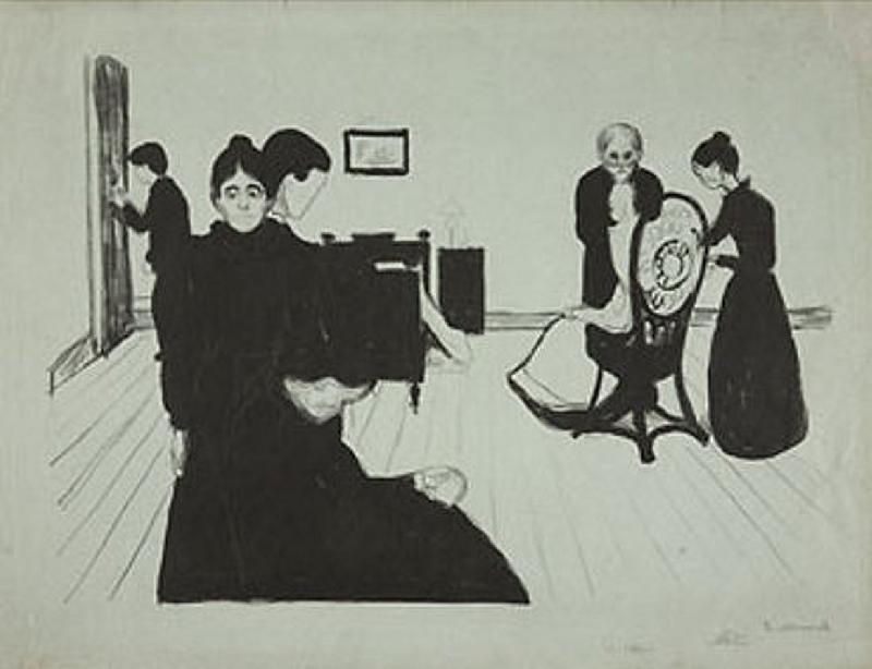 Der Tod im Krankenzimmer van Edvard Munch
