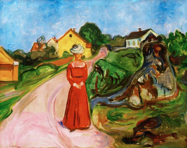 Woman in red dress van Edvard Munch